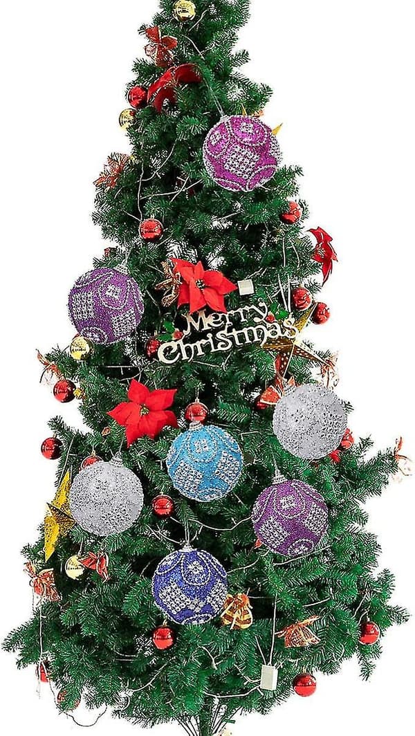 8cm Glittrande Kristall Okrossbara Julgranskuleprydnader 3st (silver)bd