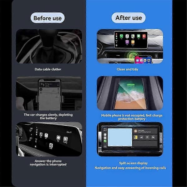 Carplay USB-version, trådløs Carplay kablet til trådløs Car Smart Navigation Carplay-boks blå
