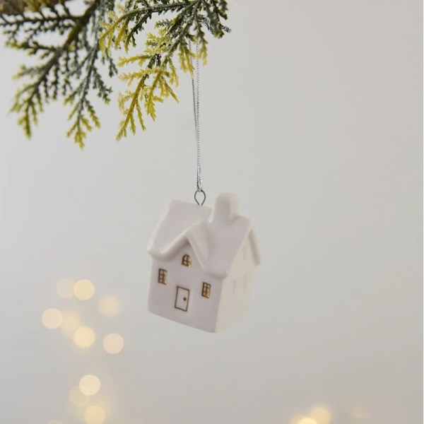 Valkoiset keraamiset joulukuusenkoristeet, pohjoismaiset joulutalokoristeet kuuseen, jouluun, kotibileisiin, uuteen vuoteen 2024, Navidad Noel Snowman