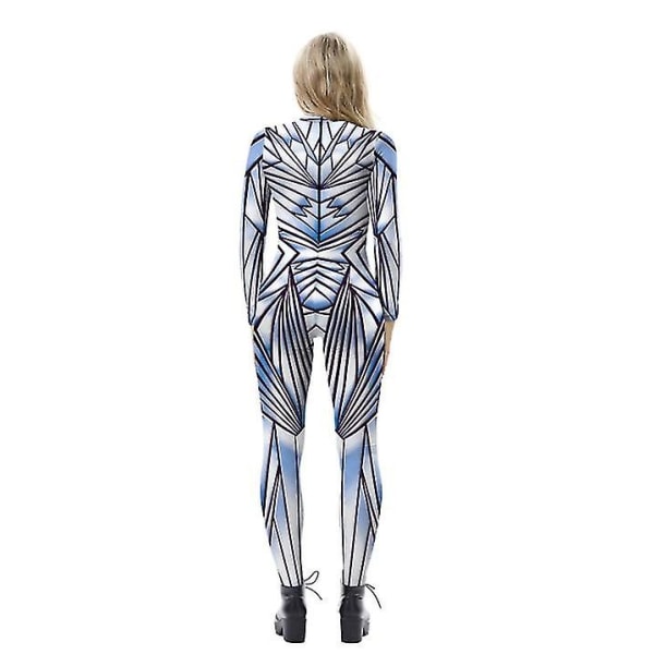 Robot Punk Jumpsuit Catsuit Damkostymer Halloween Bodysuit Outfit Dress Up Cosplay Tight Bodysuit-a S