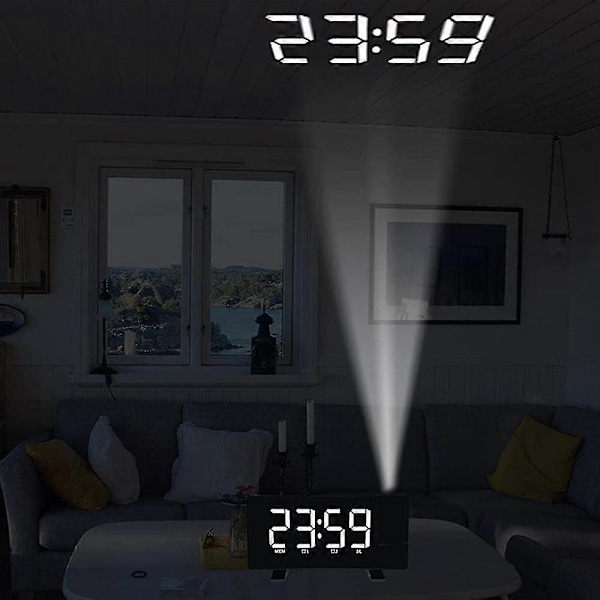 2025 Ny Digital Väckarklocka, Projektionsväckarklockor För Sovrum Med 4 Dimmer, USB-Telefonladdare, 180° Roterbar Projektor