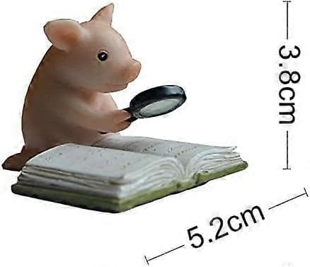 Mini Gris Statue - Mini Læsende Gris Statue