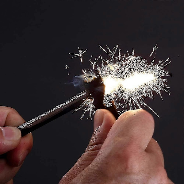 Kompakt tennstål, utskiftbar gjenget ferroceriumstav flint tennstål magnesiumstav, overlevelsessett for nødsituasjoner, camping, fotturer, bushcraft (2 stk, oransje)