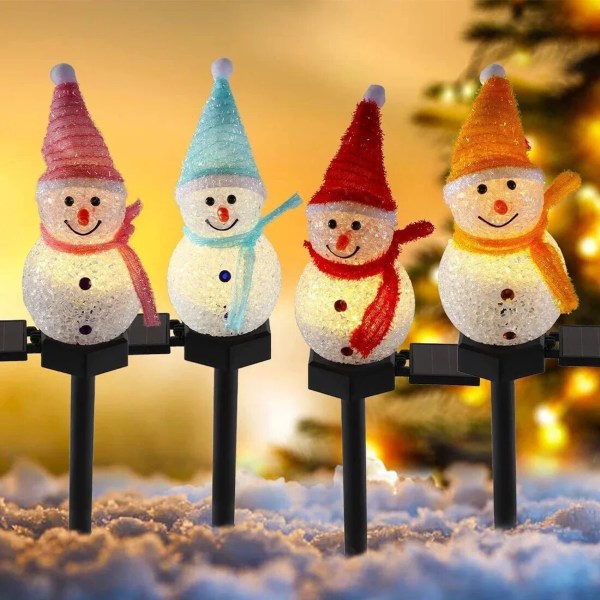Vanntett Solar Snømannlampe Utendørs Snømann LED Hagelys Juleplen Snømann Landskapslys Jordplugglys red