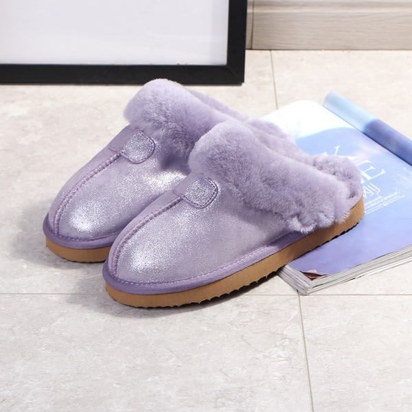 Naturlige Saueskinn Tøfler Dame Vintertøfler Dame Varme Innetøfler Myke Hjemmesko purple as pic 34