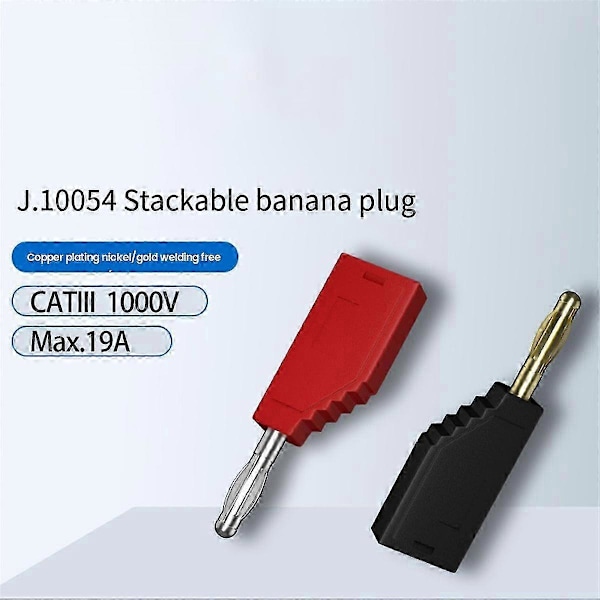 10 stk. Stabelbar 4mm Bananplugg Koblingssett med Ledning, Multifunksjonell Frontplugg for Elektronikk J.10054