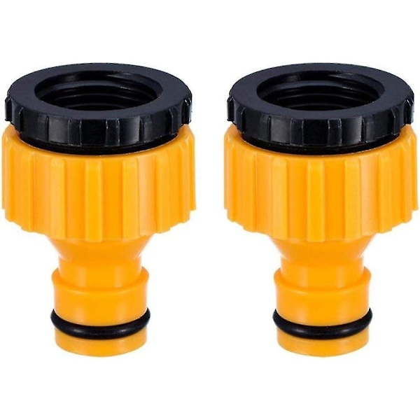 3/4 tomme og 1/2 tomme Bsp 2i1 Plast Udendørs Have Slangehane Konnektor Gevindhane Adapter (2 stk, Gul)