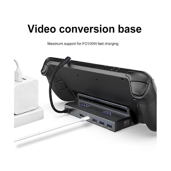 Dockingstation Base Hub Holder Docking Multifunktionel Video Konvertering til SteamDeck Spil