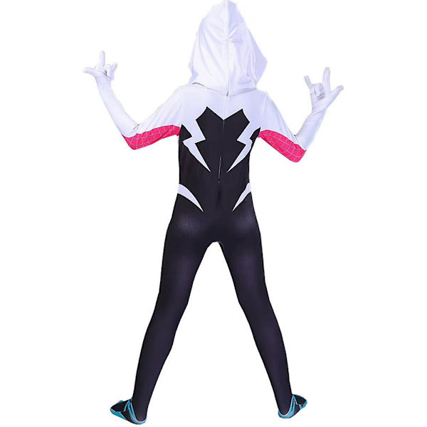 4-10-vuotiaiden tyttöjen Spider Gwen -asu haalaripuku naamiolla 6-7 Years