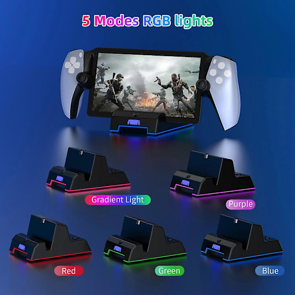 JYS-P5202 Magneettinen latausasema Sony Playstation Portalille, Type-C laturiteline RGB-valolla