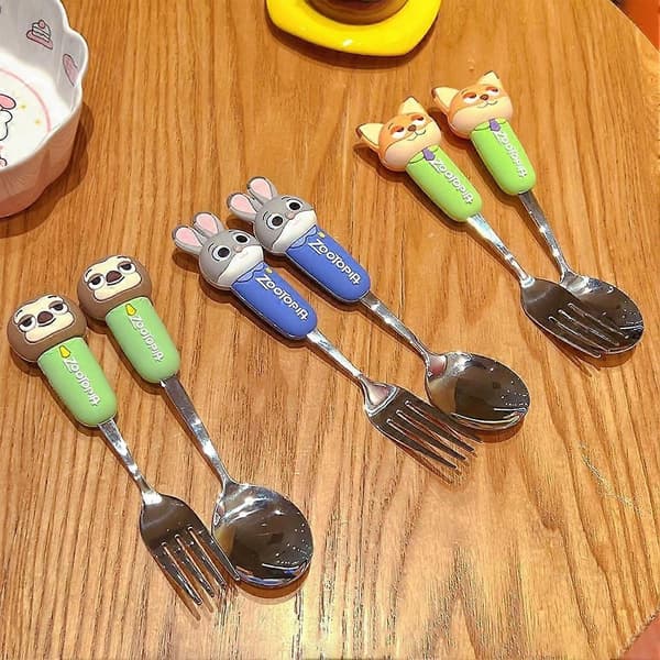 Zootopia Judy Hopps Nick Wilde 304 Bestikssæt i rustfrit stål med ske og gaffel Pink