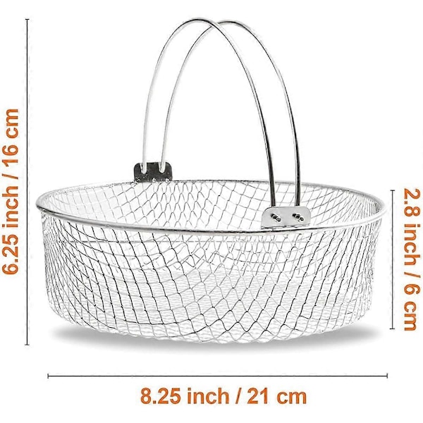 Airfryer Kurv Mesh Steamer Kurv, Airfryer Sprø Kurv med 200 stk Airfryer Papir