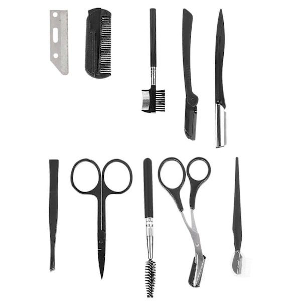 10 st Ögonbryns Grooming Kit Ögonbrynssax Ögonbrynsborste Pincett Ögonbrynsrakhyvel Set
