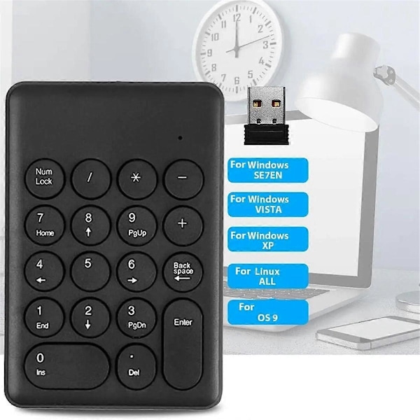 Nytt 2.4G Trådlöst Digitalt Tangentbord USB 18 Tangenter Mini Numeriskt Tangentbord A