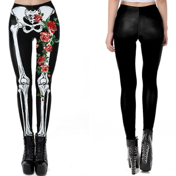 Halloween Leggings för kvinnor Roliga grafiska stretchiga byxor style 7 L