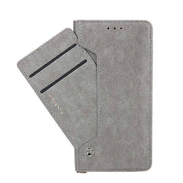 CMAI2 PU Läder Kortfack Plånbok Telefonfodral Kompatibelt För iPhone 12/12 Pro Grey