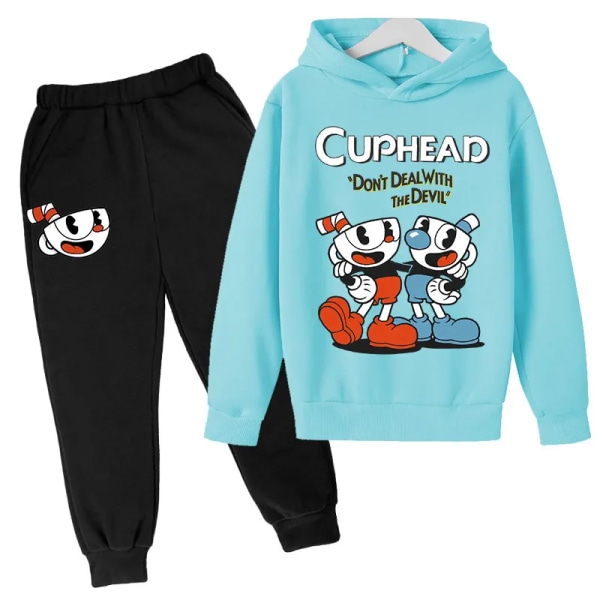 Kids Game Cuphead hoodie bomull Barn hoodies byxor tvådelade barnkläder set 4-14 år barn kläder Barn hoodies Lavender 13T-14T