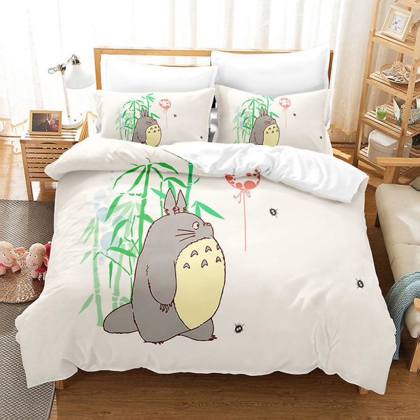 Mi27 Miyazaki Hayao Min granne Totoro 3d- printed Sängkläder Set Cover Cover Örngott Barn Present US FULL 200x230cm