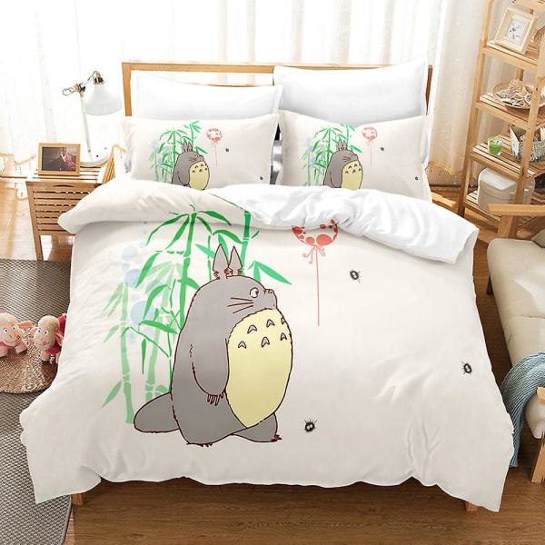 Mi27 Miyazaki Hayao Min Nabo Totoro 3D Printet Sengesæt Dynebetræk Quilt Betræk Pudebetræk Børnegave AU DOUBLE 180x210cm