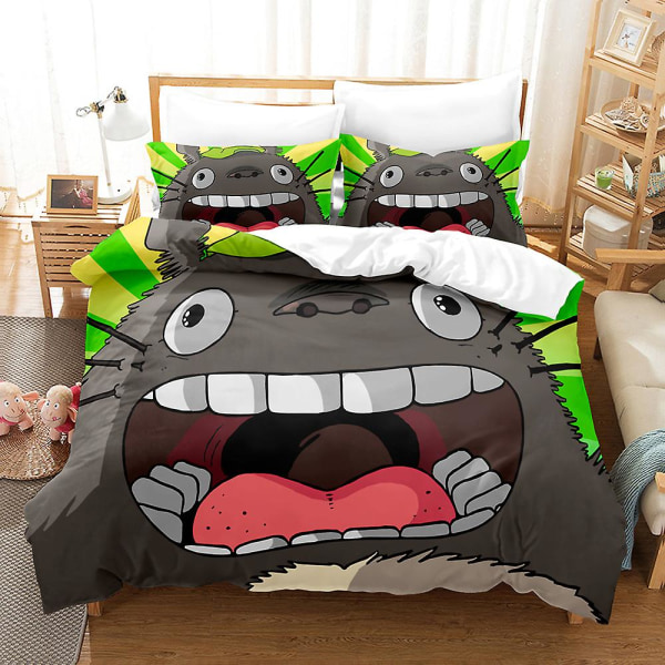 Mi10 Miyazaki Hayao Min Granne Totoro 3D-tryckt Sängklädesset Påslakan Täcke Örngott Barnpresent US TWIN 173x218cm