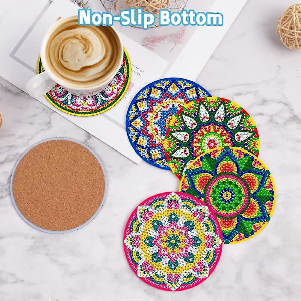 6 stk. DIY Diamantmaleri Brikker, Mandala/Dyr Akryl Brikke Sæt med Stativ, Diamantmaleri Brikker til Hjemmet, Kontoret Voksne Børn Begyndere A