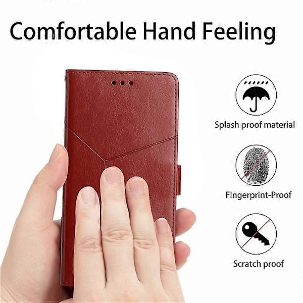Kompatibel for iPhone 14 Pro Max 6.7 tommer Mobiltelefondeksel Fullstendig Omsluttet PU-Lær Y-Formede Linjer Preging Lommebok Stativ Telefon C Brown