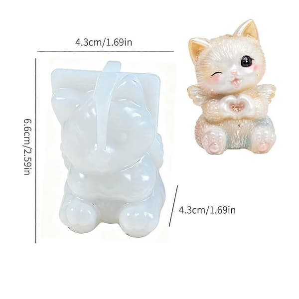 Kat Får Silikoneform DIY Håndværk Harpiks Figur Nøglering Form B