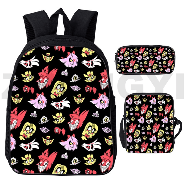 Cartoon Hazbin -reppu, miesten urheilukoululaukku, 3 osaa Hazbin12 3 Pcs Set 16 inch