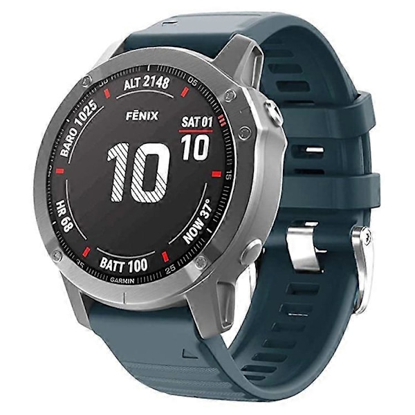 Kompatibel med Garmin Tactix 7 Pro / Fenix 7X / Fenix 6X Pro 26mm Klockarmband Silikonarmband med Stål Silver Spänne OceanBlue