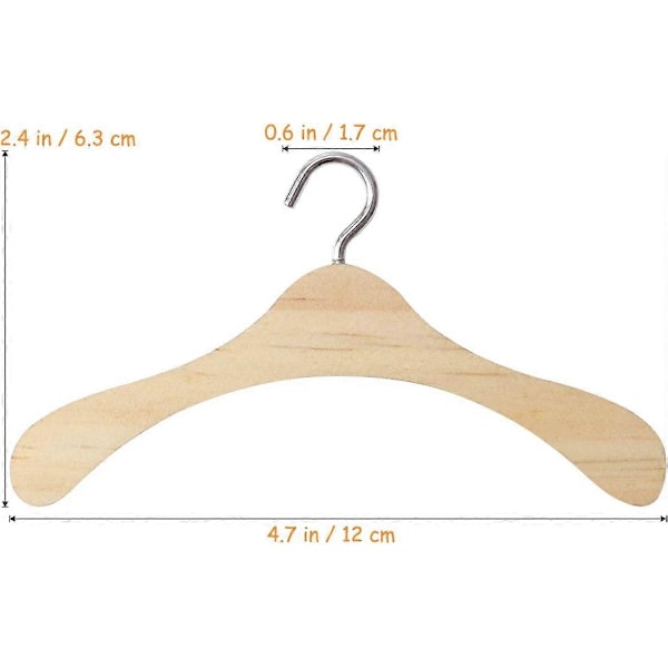 10-pack Trä Dockhängare Docktillbehör Trähängare 1/3 BJD Trä Dockhängare