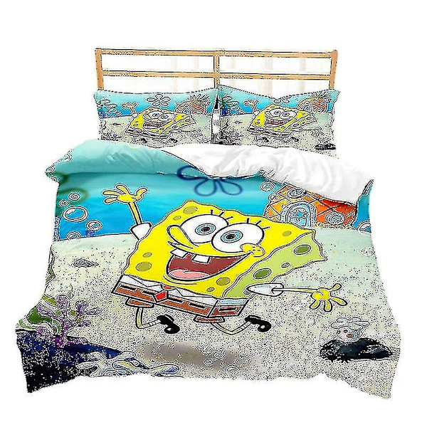 Spongebob Squarepants Serie Tryckt Påslakan Tvådelat Set Tredelat Barnrum Dekorativt Påslakan style 1 140*210two-piecesuit