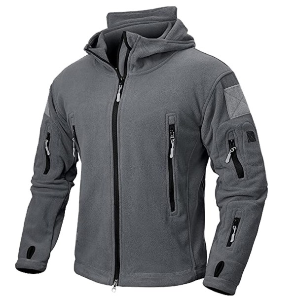 Herre Outdoor Vandreture Hættefrakker Varm Militær Taktisk Sport Fleece Hættetrøje Jakke Multi-lommer Navy blue XXXL