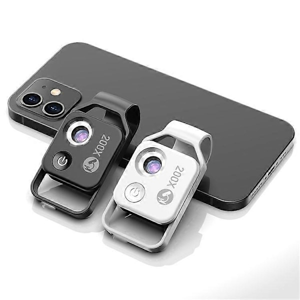APEXEL APL-MS002CWH 200X Mobiltelefon HD CPL Makroobjektiv Mikroskop med LED-ljus White