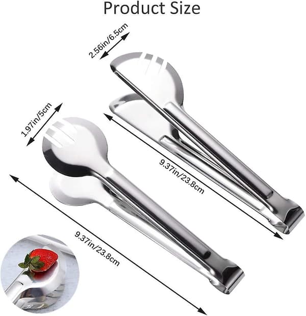 6 Stykker 23 cm Serveringstænger i Rustfrit Stål Appetizer Buffet Mad Serveringstænger Gaffeltænger, Til Servering, Madlavning, Salat, Grill, Kage, Brød
