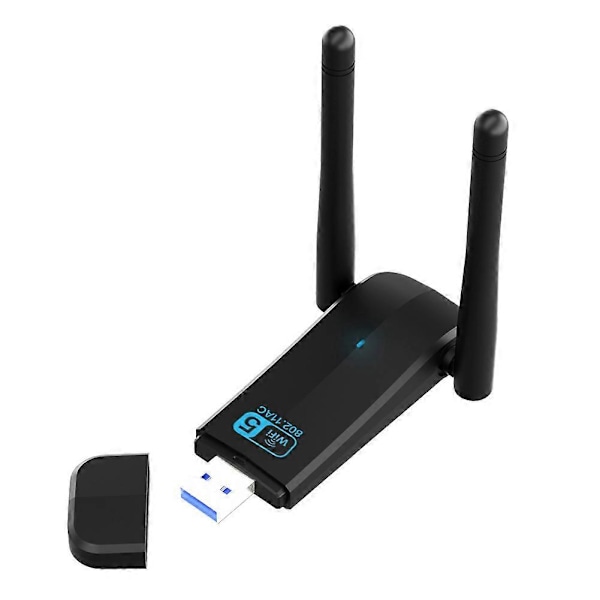 Trådlös USB 3.0 WiFi-adapter för stationär PC, AC 1300Mbps USB WiFi Dual-Band Nätverksadapter för Win