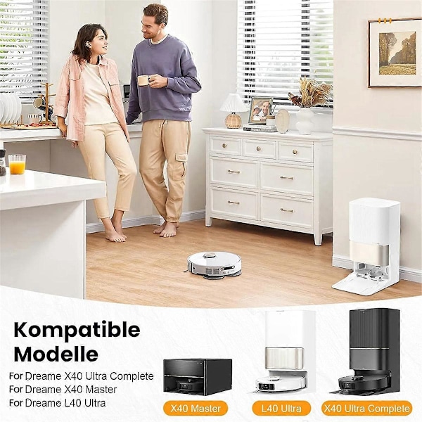 20 ST för Dreame X40 Ultra Complete/X40 Master/L40 Ultra Robotdammsugare Delar Huvudborste Sidoborste Moppduk
