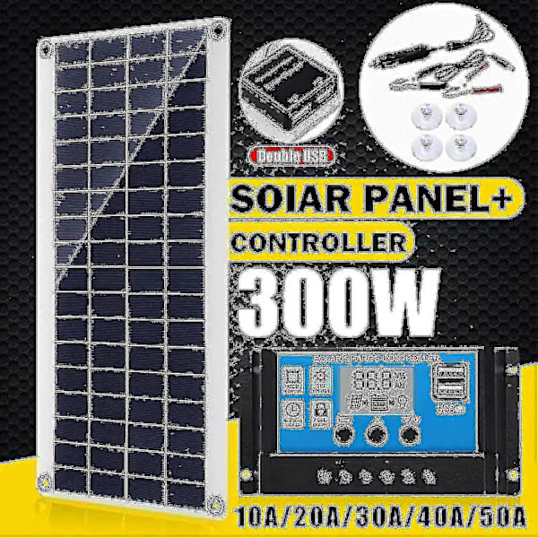 300w 12v solcellepanelsett batterilader 300 watt 12 volt off-grid system med 10a-60a kontroller
