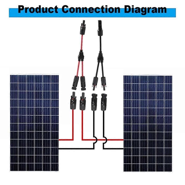 Y Grenstik 1 til 2 Parallelforbindelse Solcellekonnektor Fotovoltaisk Paneladapter til Batteri Plat