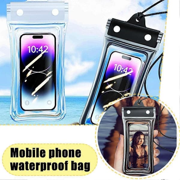 Vanntett telefonpose Undervannsfutteral Universal Tørrpose Mobil Dykk Black