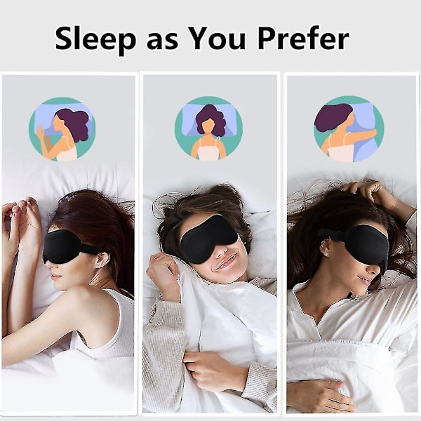 Svart Siden Sovmask 3D Ögonmask För Resor Och Sömn, Bekväm Ögonbindel