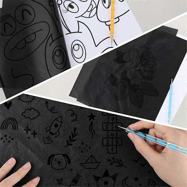 100 Ark Kolpapper Spårpapper, Grafitkopieringspapper Spårning och Överföring Ritning