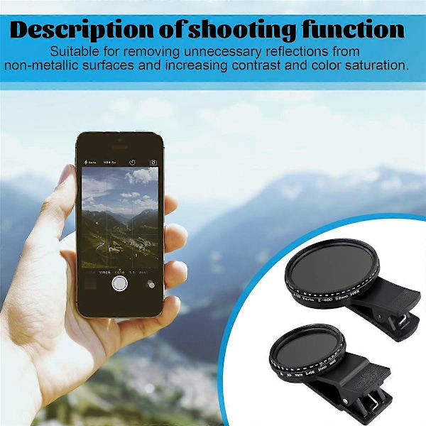 37mm 52mm Telefon Linse Filter med Klips til Smartphone Universal ND2-400 Variabelt Filter til Mobil P