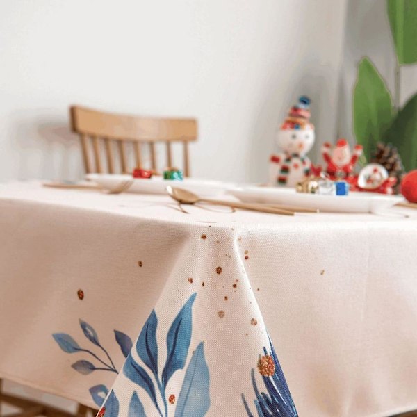 God Jul Dekorera Högtidsfest Bordsduk Konstruerad Tryckt Tyg Bordsduk För Jul, Vinter Och Helg (39.3*55.1 Tum Vit)