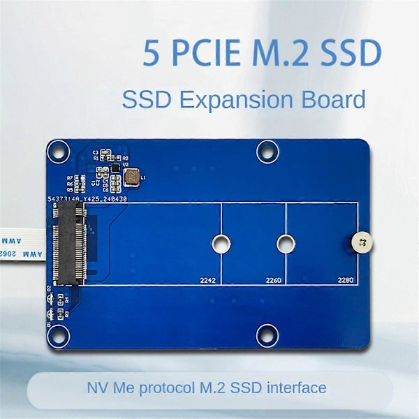 PCIe til M.2 NVMe SSD Adapterkort til Pi5 5 Understøtter 2242/2260/2280 NVME M2 SSD