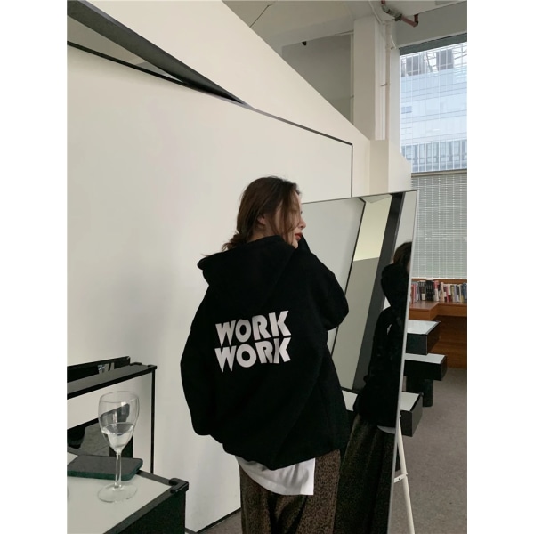 Naisten collegepaidat Japanilainen Harajuku Ulzzang Retro Ins Kirjainpainatus Rento Löysä Collegepaita Naisille Korealainen Söpö Vaatetus Naisille Black One Size