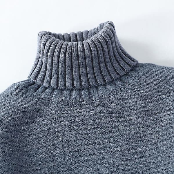 Tjockstickade herrtröjor med sammetsfoder, vintervarma kläder, topp med hög krage, enfärgad, lös, flexibel pullover för män Black L
