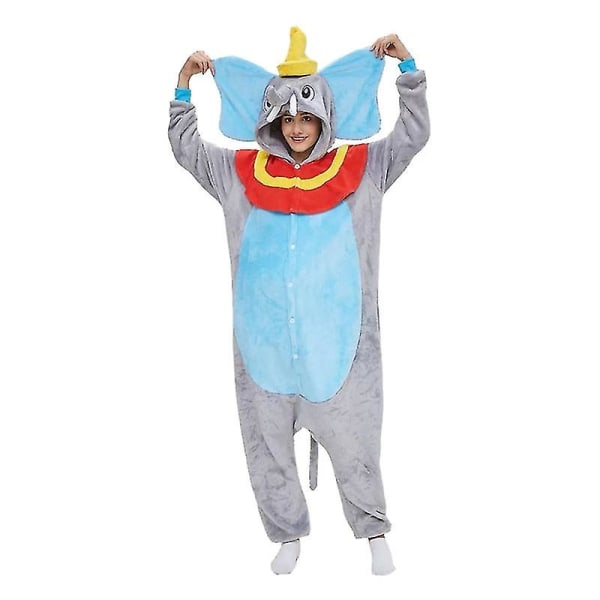 Cartoon Dumbo Onesie Voksen Elefant Anime One Piece Pyjamas Halloween kostymesett blue onesie L