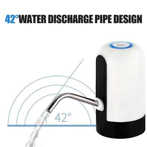Vit/Svart Vattenflaskpump USB-laddning Automatisk Brytare Dricksvattendispenser Laddning Ett Klick Auto Sw