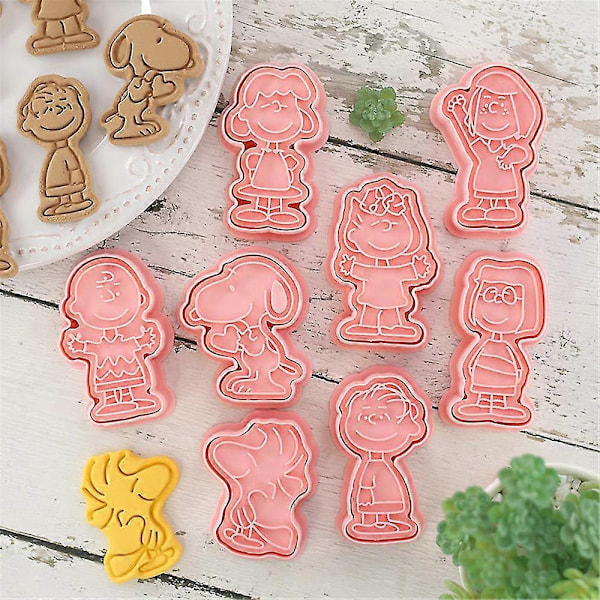 8 st Peanuts Tema Kakformar Set Söta Tecknade Snoopy Kexformar Tårtfondant Bakning Gör-det-själv Dessertform Verktyg