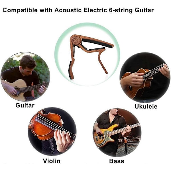 (85*78*12mm) Capo 2-pack Enhands Snabbväxlings Capo i Aluminiumlegering för Ukulele El- och Akustisk Gitarr, Bas och mer
